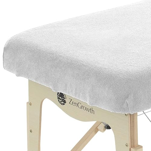 ZenGrowth Bezug für Massageliege ohne Gesichtsaussparung | Oeko TEX 100 | 63cm - 71cm x 185cm | Für alle Massage- oder Behandlungsliege (Weiß) von ZenGrowth