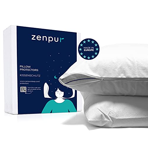 ZenPur Pack mit 2 Kissenschutzbezügen Premium 100% wasserdicht - hypoallergener Bezug mit Révulutionärer BioMe Anti-Baketeriell und Oeko TEX Zertifiziert, 50 x 70cm von ZenPur