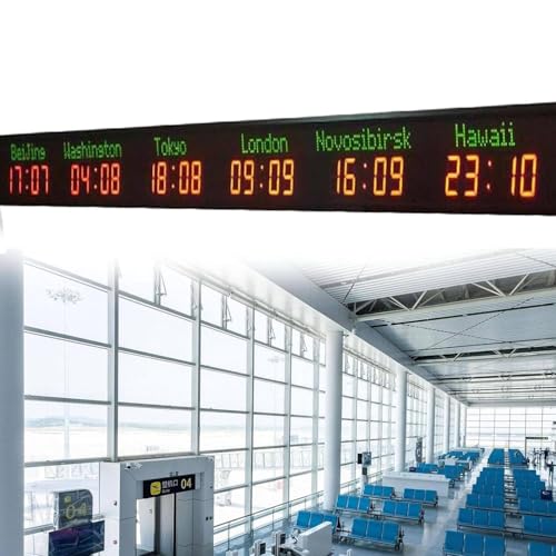 Digitale LED-Weltzeituhr Mit 3/4/5/6 Zeitzonen, Digitale Statische Anzeige, Vollaluminiumgehäuse, Für Flughäfen, Einkaufszentren, Hotels, Multinationale Unternehmen,6City von ZenSeFarin