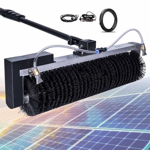 Rotierende BüRste Mit Doppeltem BüRstenkopf IndustriequalitäT,Solarmodul-ReinigungsbüRste,Reinigungsbreite NylonfaserbüRste 64Cm,Clip-Design Verhindert Schrumpfen,Lithiumversion-3.5m/11.4ft von ZenSeFarin