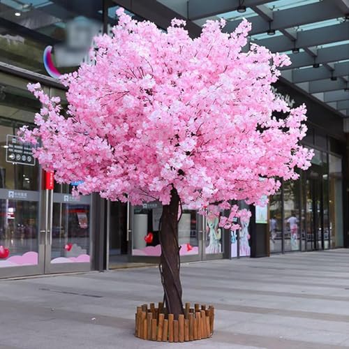ZenSeFarin Große Rosa Künstliche Kirschblütenbäume, Lebensechter Künstlicher Kirschblütenbaum, Gefälschter Sakura-Blumenbaum, Perfekt Für Party-Hochzeitsdekoration,Round-2x2.5m/6.6x8.2ft von ZenSeFarin