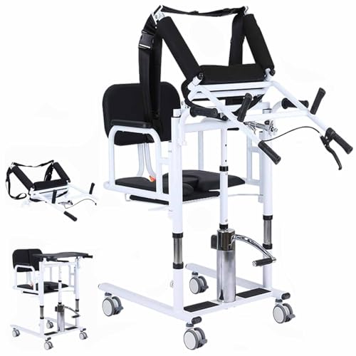 ZenSeFarin Hydraulischer Patientenlifter 180° Geteiltem Toilettenstuhl Bis 200kg 41-65cm Höhenverstellbar Transferhilfe Fahrbar Duschstuhl Mit Rollen Für Behinderte Hydraulischer Seniorenlift,Black von ZenSeFarin