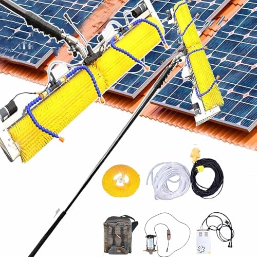 ZenSeFarin Macchina Pulizia Pannelli Fotovoltaici,Spazzola Pulizia Dei Pannelli Solari Con Asta Telescopica,Testina Della Spazzola Da 100 Mm,Kit per Pulizia Delle Finestre Ad Acqua,Wired-2m/6.56ft von ZenSeFarin