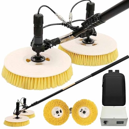 ZenSeFarin Pv Anlage Reinigung Telescopic 3.5-7.5m, Solar Reinigen Mit 29 M Wasserleitung 17 M Stromkabel, 360°doppelt Drehbarer Solar Reinigungsbürste Teleskop,Dualpurpose-3.5M/11.4FT von ZenSeFarin