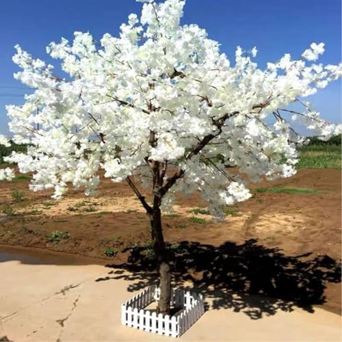 ZenSeFarin Weißer Kirschblütenbaum Künstlich Echtholzstiele, Gefälschte Pflanzen Für Kirschblütendekor, Weinender Kirschbaum, Sakura-Baum, Kunstpflanze,Round-1.2x0.8m/3.9x2.6ft von ZenSeFarin