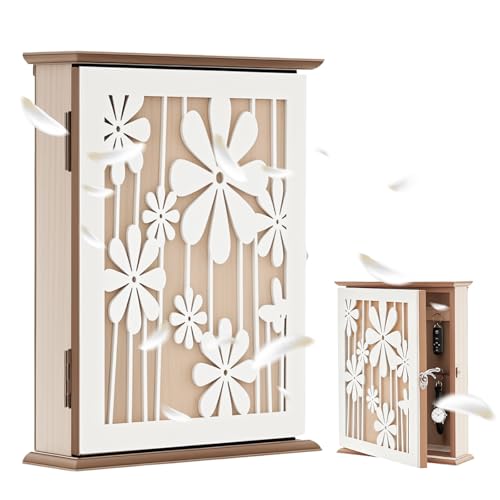 Schlüsselkasten,Elegant Daisy SchlüSselschrank Vintage Holz SchlüSselbox Mit 6 Haken 26 X 20 X 6cm schlüsselbox Holz für Eingangsbereich Wohnzimmer Schlüsselkasten,Elegant Daisy SchlüSselschrank Vintage Holz SchlüSselbox Mit 6 Haken 26 X 20 X 6cm schlüsselbox Holz für Eingangsbereich Wohnzimmer von ZenTong Infi