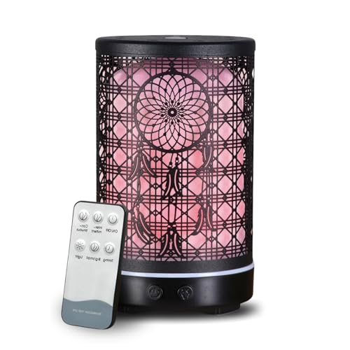 Zen’arôme Ultraschalldiffusor Aromatherapie Siena - Kaltöl Diffusion - Elektrischer Diffusor mit Fernbedienung - Anpassbare LED -Beleuchtung - Metallschale mit Originaldekoration von ZEN ARÔME