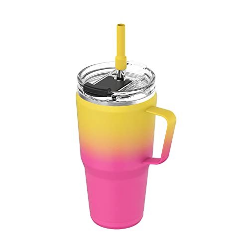 Zenbo 850 ml Becher Tumbler - Edelstahl Vakuum-Isolierbecher mit Griff, Deckel und Strohhalm - hält Getränke bis zu 24 Stunden kalt - Isolierter Becher schweißfest, auslaufsicher, spülmaschinenfest von Zenbo