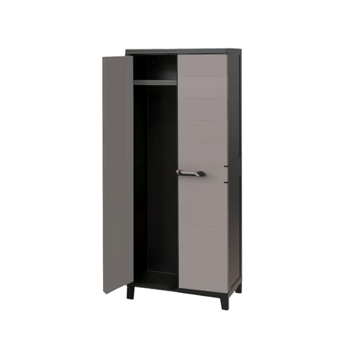 Zendea - Besenschrank mit 2 Türen 66 x 40 x 172 cm aus Kunststoff in Holzoptik, UV-beständig, mit Einlegeböden, einfach zu montieren, ideal für feuchte Räume und den Außenbereich Zendea - Besenschrank mit 2 Türen 66 x 40 x 172 cm aus Kunststoff in Holzoptik, UV-beständig, mit Einlegeböden, einfach zu montieren, ideal für feuchte Räume und den Außenbereich von Zendea