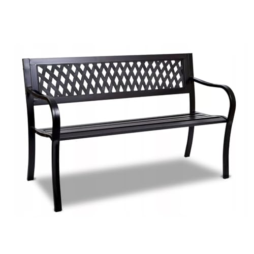 Zendea Gartenbank aus schwarzem Stahl – Moderne Gartenbank mit ABS-Einsätzen – kompakte Outdoor-Terrasse – Modell Boulevard 120 x 50 x 75 cm von Zendea