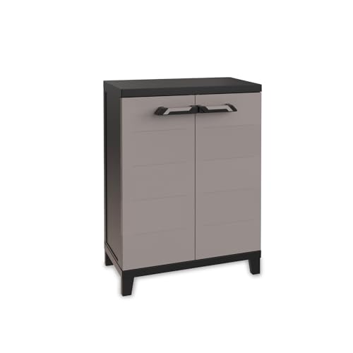 Zendea - Niedriger Außenschrank aus recyceltem Kunststoff in Holzoptik mit verstellbarem Einlegeboden, ideal für Garten und Balkon, einfach zu montieren und wetterfest Zendea - Niedriger Außenschrank aus recyceltem Kunststoff in Holzoptik mit verstellbarem Einlegeboden, ideal für Garten und Balkon, einfach zu montieren und wetterfest von Zendea