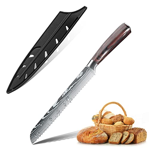 ZENG 20cm Brotmesser Kochmesser Universalmesser Küchenmesser Scharfe aus Deutschem Edelstahl, Ergonomischer Pakkawood Grif für Haus und Restaurant von ZENG