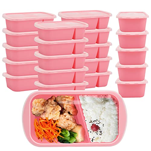 ZENG [20er Pack] Meal Prep Boxen, 2 Fach 1000ML Essensbox Wiederverwendbar BPA Frei Lunchbox mit Deckel Mikrowellengeschirr Spülmaschinenfest Luftdichter Deckelverschluss Mealprepdosen von ZENG