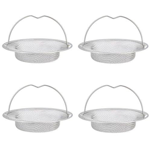 4 Stück Abflusssieb Sieb für Spülbecken Mit Griff Abflusssieb Edelstahl Abflusssieb Küchenspüle Sieb Spülbecken Spülbecken Sieb Verstopfungsschutz Küche Abfluss Spüle, 11 X 7 X 2 cm von Zengjunwei