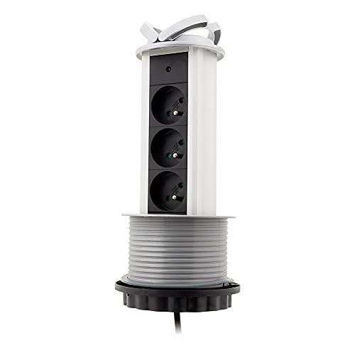 Zenitech- 3-Steckdosenblock 16A 2P+E versenkbar verkabelt HO5VV-F 3G1 -1,60m von Zenitech