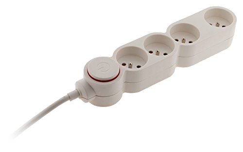 Bloc Home 4 prises 16A + inter Blanc - câble HO5VV-F 3G1 1,5m - équipé d'une fiche parafoudre von Zenitech