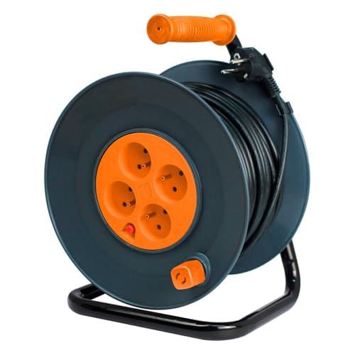 Zenitech – Kabeltrommel 4 Steckdosen – 40 m mit Überlastschutz – Orange von Zenitech
