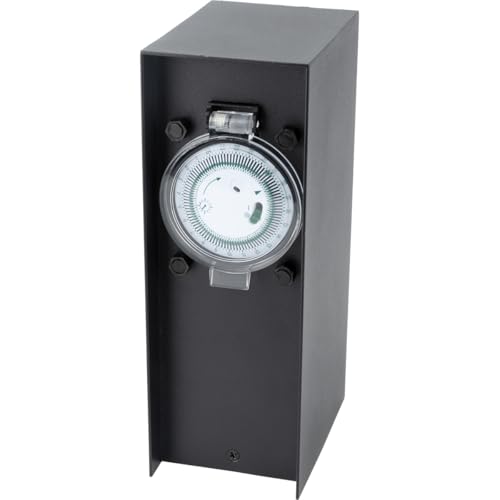 Gartenklemme zum Befestigen 2 x 16 A + Zeitschaltuhr IP44 – Aluminium schwarz Zenitech von Zenitech