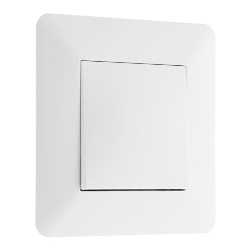 Zenitech - Drucktaste Schalter 10A - Eingebautes Gerät Fertig Zum Einbau - Kompatibel Mit Unterputz-Dosen - Modernes Und Ästhetisches Design - Einstellbare Blende - Weiß - 86x86mm von Zenitech