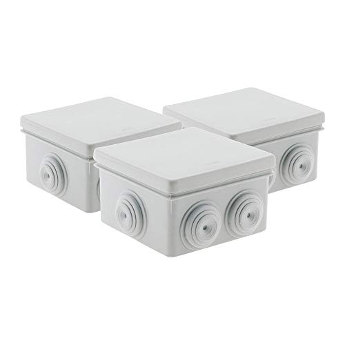 Zenitech IP55 Set mit 3 Boxen wasserdicht quadratisch, 80 x 80 x 46 mm von Zenitech