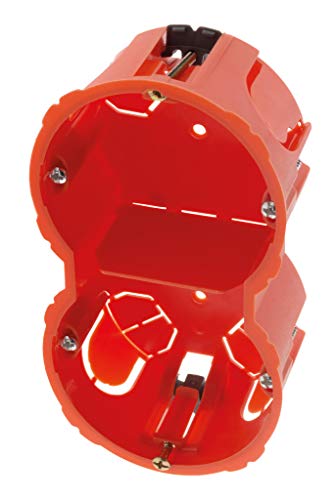 Zenitech - Doppelter Vertikaler Gipskasten Ø65mm - Für 2 Schrauben- oder Klauengeräte - Eingebautes Trockenbauplatte - Schraubfixierung - Hohe Feuerbeständigkeit 850° - Rot - Tiefe 40mm von Zenitech