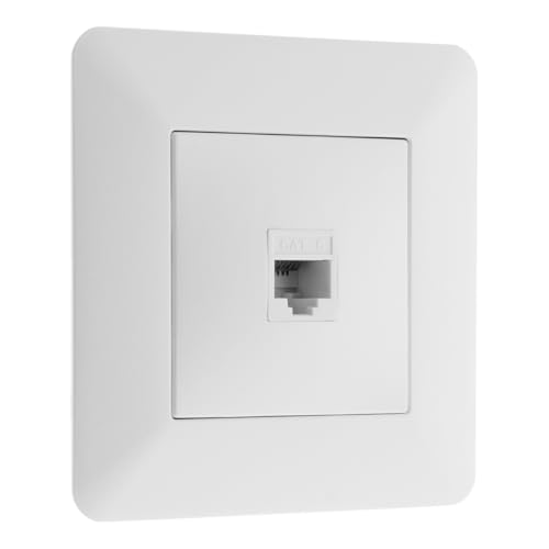 Zenitech - RJ45 CAT6 Netzwerksteckdose - Kompatibel mit Unterputzgehäuse - Kompakter Motor mit Einfachem Kabeldurchlass - Modernes Design mit Einstellbarer Blende - Weiß - 86x86 mm von Zenitech