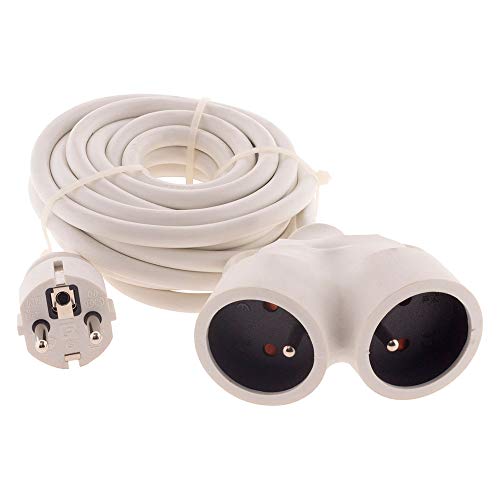 Zenitech - Verlängerungskabel mit zwei Ausgängen - Weiß - 3 m - 1 Stecker + 2 Kupplungen von Zenitech