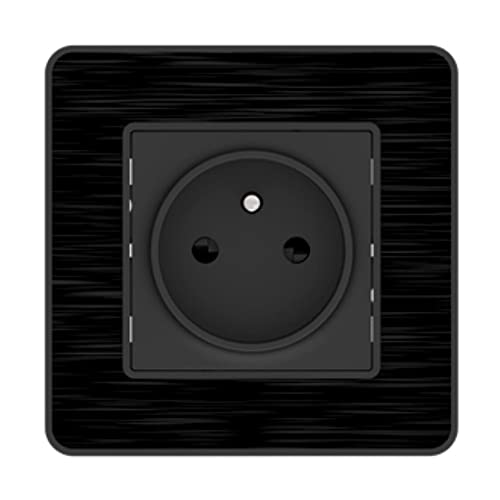 Zenitech – Komplette einzelne 2P+E 16A-Steckdose – gebürstetes schwarzes Metall – Kouro von Zenitech