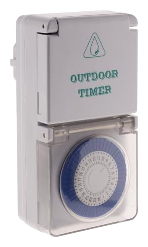 Wasserdicht (IP44) zeitschaltuhr (Tageszeitschaltuhr) mechanische Timer-Steckdose Täglich (mit Kindersicherung) mit Schalter - weiß - Zenitech von Zenitech