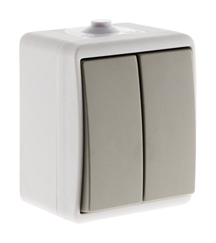 Zenitech - Doppelter Wasserdichter Schalter IP54 - Wasserfester Schalter Für Den Außenbereich - Schraubanschluss Entspricht CE- Und NF-Normen - Hellgrau von Zenitech