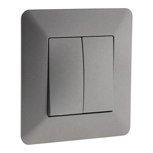 Zenitech - Doppelter Wippschalter Artezo - Maximale Leistung 2300W - Abmessungen 86x86mm - Automatische Anschlüsse - Modernes Design und Matt-Finish - Weiß von Zenitech