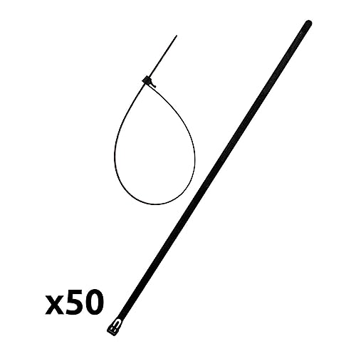 Zenitech - Wiederverwendbare Kabelbinder 7,6x370mm - Robustes Plastik für Temporäre Anpassungen - Einfacher Auslöser - Schwarz - 50 Stück von Zenitech
