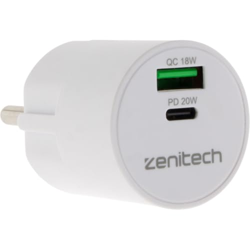 Zenitech Mini USB A+C oplader - Snel opladen - 20W von Zenitech