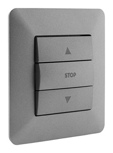 Zenitech - Rollladensteuerungsschalter - Modernes Design Und Mattes Finish - 3 Tasten: Hoch, Stopp, Und Runter - Automatische Anschlüsse - Clip-On Halterung - 86x86 Mm Abdeckplatte - Titan von Zenitech