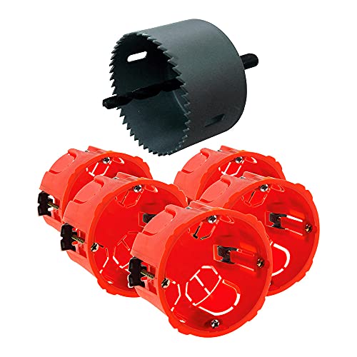 Zenitech - Set Aus 5 Trockenbau-Deckeneinbaukästen Ø67x40mm - Einfache Und Schnelle Installation - Kompatibel Mit Schraub- Oder Krallen Geräten - Rot - 40mm von Zenitech
