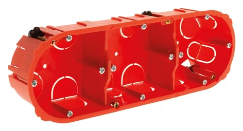 Zenitech - Triple Einbau-Box Placo 71mm - Für Trockenbau - Feste Befestigung Durch Schrauben - Hält Bis Zu 850°C Stand - Kompatibel Mit Geräten - Rot von Zenitech