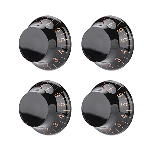 ZenithAur E -Gitarrensteuerungsknöpfe für LP -Gitarren, Speed ​​-Ton -Volumen -Ersatzteile, 6 -mm -Topf -Kunststoffzubehör (Black Knob Gold Lettering) von ZenithAur