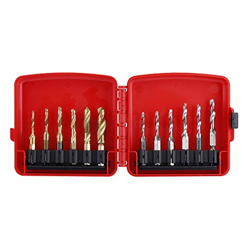 ZenithAur Hex Shank HSS Tap Drill Bits, 12pcs M3 - M10 -Kombination für Metrik- und Zoll -Threads mit Outlast Carry Case von ZenithAur
