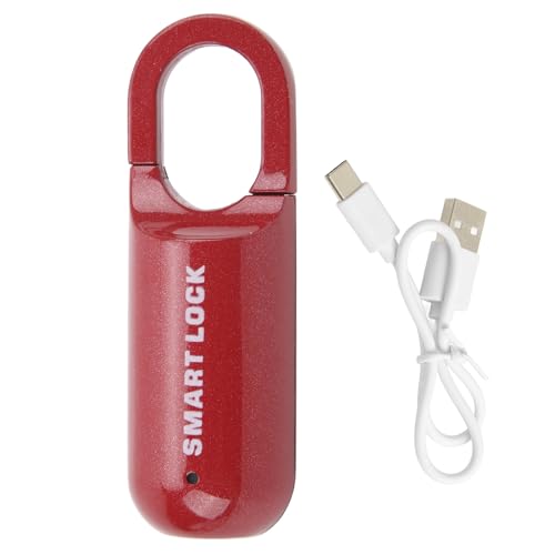 ZenithAur Keyless Thumbprint Schloss, Fingerabdruck Vorhängeschloss USB wiederaufladbar Anti -Diebstahl -Daumenabdruckschloss für Koffer -Rucksack -Schließfach (Rot) von ZenithAur