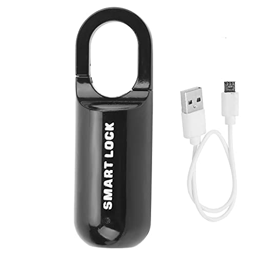 ZenithAur Keyless Thumbprint Schloss, Fingerabdruck Vorhängeschloss USB wiederaufladbar Anti -Diebstahl -Daumenabdruckschloss für Koffer -Rucksack -Schließfach (Schwarz) von ZenithAur
