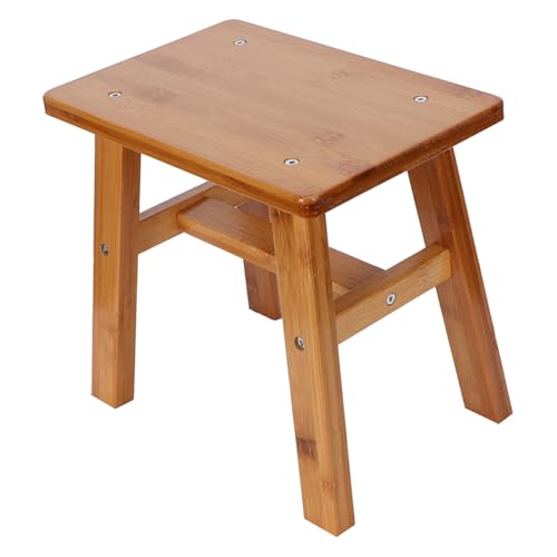 ZenithAur Kleiner Mehrzweckhocker Langlebiger Holzfuß Ruhestbank für Badezimmer und Wohnzimmer Nutzen Sie stabile Unterstützung für Kinder und Erwachsene (Small Square Bamboo Stool) von ZenithAur
