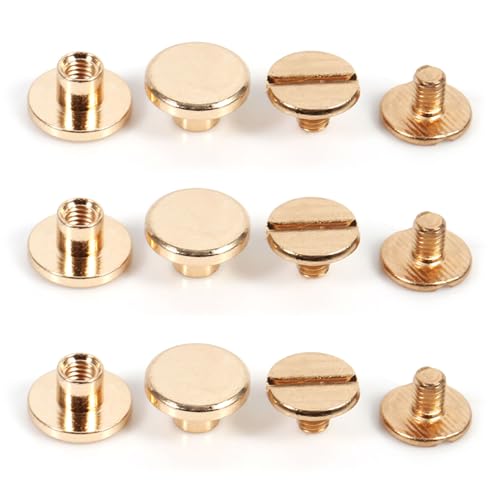 ZenithAur Knopfbolzenschraube Nagelschraube aus massivem Messing, 10 Sets runde DIY-Ledernietenknöpfe für Mäntel, Jacken und Hosen (5mm) von ZenithAur
