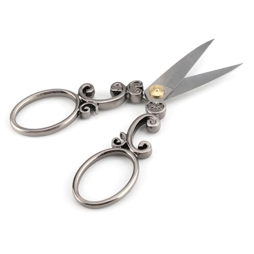 ZenithAur Schneiderschere aus Edelstahl, Mini-Nähschere im Vintage-Stil für klassische Schneide- und Stickarbeiten (Klassischer Silbergrau Schnitt) von ZenithAur