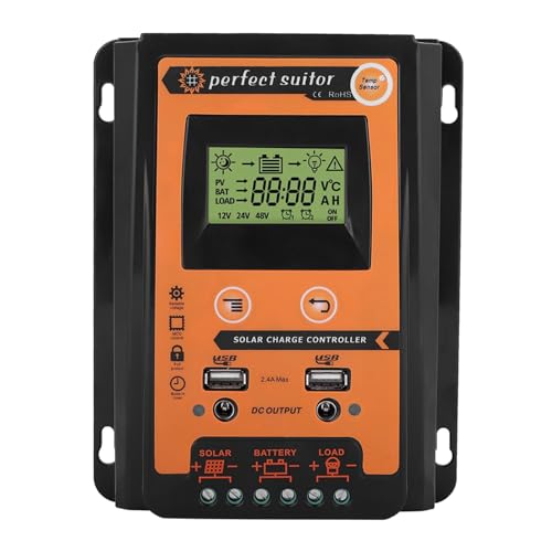 ZenithAur Solar Ladung Controller 12V / 24V 30A50A PWM & MPPT Kurzversion Solar Panel Battery Regulator Dual USB LCD -Display für Wohnmobile und Boote (30a) von ZenithAur