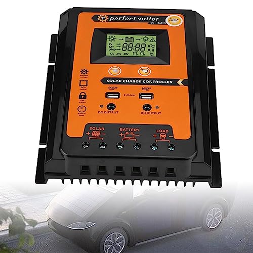 ZenithAur Solar Ladung Controller 12V / 24V 30A50A PWM & MPPT Kurzversion Solar Panel Battery Regulator Dual USB LCD -Display für Wohnmobile und Boote (70a) von ZenithAur