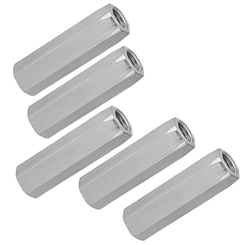 Zenithaur 5pcs Kohlenstoffstahl Sechskantmuttern, M10 Gewindekupplungsmuttern lange Stangenhülsenmut (M10 * 50) von ZenithAur