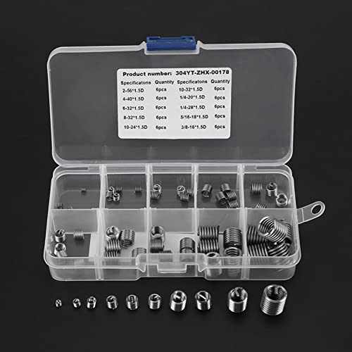 Zenithaur 60pcs Gewinde Reparaturkit, 304 Edelstahldrahteinsätze, Reparatur von Schraubenschläfenwinden für Materialien mit niedriger Festigkeit von ZenithAur