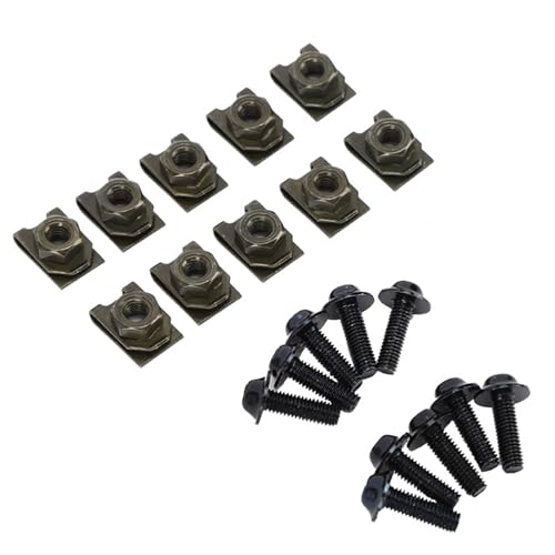 Zenithaur M5 Motorradverkleidungsschrauben Verkleidungskörperschraube Set 10 pcs Turmgeschwindigkeitsbefestigungsmutter Clipmutter (Schwarz) von ZenithAur