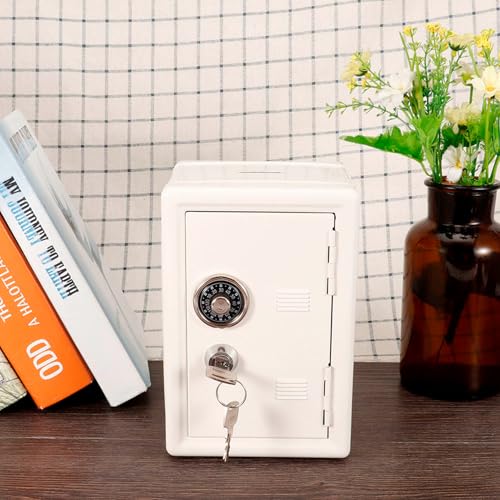 Zenithaur Mini Cash Lock Box, Metall Piggy Bank für Geld Schmuck und Wertsachen, kompakte Sicherheitsspeicherlösung (Weiß) von ZenithAur
