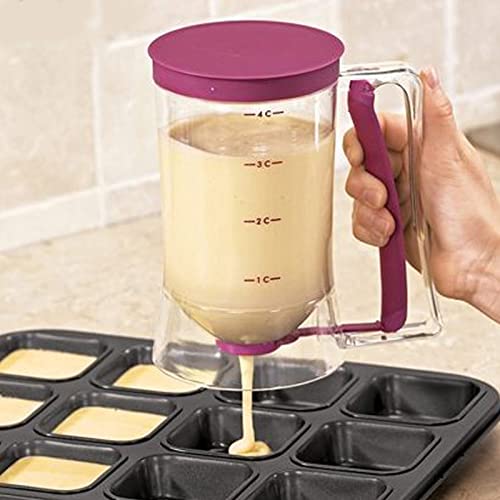 Zenithaur -Pfannkuchen -Teigspender mit 4 Tasse 900 ml Kapazität, einem Squeeze -Griffspender für Muffins, Cupcakes und Crepes, Backwerkzeug für Gittere von ZenithAur